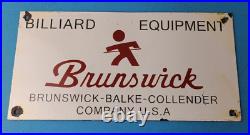 Vintage Brunswick Billiards Porcelain Service Pool Tables Gas Pump Sign