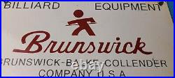 Vintage Brunswick Billiards Porcelain Service Pool Tables Gas Pump Sign