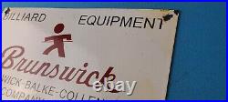 Vintage Brunswick Billiards Porcelain Service Pool Tables Gas Pump Sign