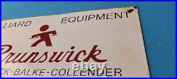 Vintage Brunswick Billiards Porcelain Service Pool Tables Gas Pump Sign