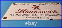 Vintage Brunswick Billiards Porcelain Service Pool Tables Gas Pump Sign