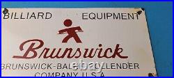 Vintage Brunswick Billiards Porcelain Service Pool Tables Gas Pump Sign