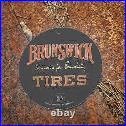 Vintage Brunswick Quality Tires Porcelain Gas Oil 4.5 Sign