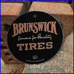 Vintage Brunswick Quality Tires Porcelain Gas Oil 4.5 Sign