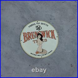Vintage Brunswick Tires Balke Collender Porcelain Americana Man Cave Sign