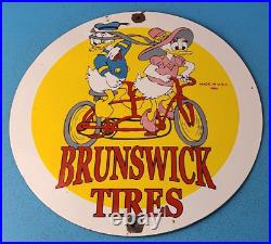 Vintage Brunswick Tires Porcelain Donald Duck Gas Service Station Pump Sign