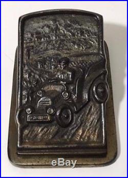 Vintage CJO Judd Cast Iron Car Oil Gas Tire Man Sign Paper Wall Clip Paperweight