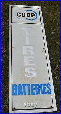 Vintage COOP CO-OP Tires Batteries Gas Oil Advertising Vertical Sign