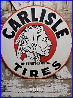 Vintage Carlise Tires Porcelain Sign 30 Old Auto Dealer Automotive Parts Supply