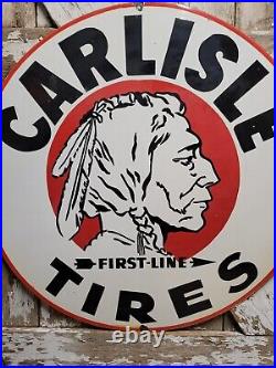 Vintage Carlise Tires Porcelain Sign 30 Old Auto Dealer Automotive Parts Supply