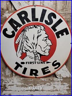 Vintage Carlise Tires Porcelain Sign 30 Old Auto Dealer Automotive Parts Supply