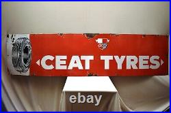 Vintage Ceat Tire Tyre Sign Board Porcelain Enamel Advertising Pump Display Old