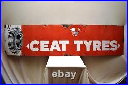 Vintage Ceat Tire Tyre Sign Board Porcelain Enamel Advertising Pump Display Old