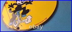 Vintage Continental Tires Porcelain Felix Cat Service Gas Pump Plate Sign