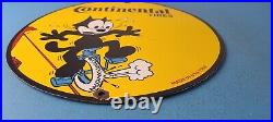 Vintage Continental Tires Porcelain Felix Cat Service Gas Pump Plate Sign