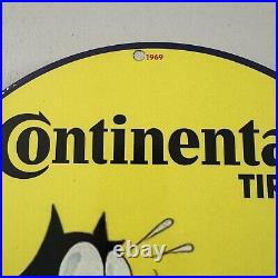 Vintage Continental Tires Porcelain Gas Oil Auto Repair Service Shop Pump Sign