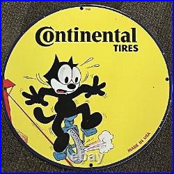 Vintage Continental Tires Porcelain Sign Felix Auto Dealer Service Station Plate