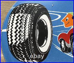 Vintage Continental Tires Porcelain Sign Gas Station Moto Oil Michelin Firestone