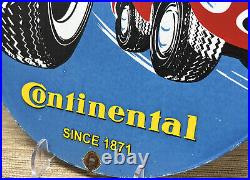 Vintage Continental Tires Porcelain Sign Gas Station Moto Oil Michelin Firestone