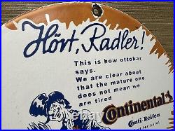 Vintage Continental Tires Porcelain Sign Gas Station Pump Plate Firestone Fisk