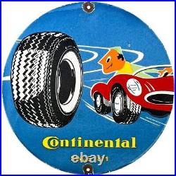 Vintage Continental Tires Porcelain Sign Gasoline Service Station Pump Plate