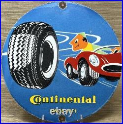 Vintage Continental Tires Porcelain Sign Gasoline Service Station Pump Plate