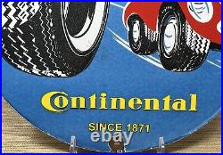 Vintage Continental Tires Porcelain Sign Gasoline Service Station Pump Plate