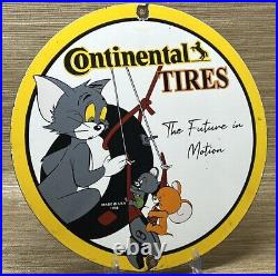 Vintage Continental Tires Porcelain Sign Gasoline Service Station Pump Plate