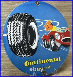 Vintage Continental Tires Porcelain Sign Gasoline Service Station Pump Plate