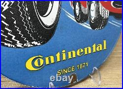 Vintage Continental Tires Porcelain Sign Gasoline Service Station Pump Plate