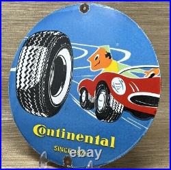 Vintage Continental Tires Porcelain Sign Gasoline Service Station Pump Plate