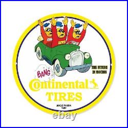 Vintage Continental Tires Service Garage Man Cave Porcelain Enamel Sign