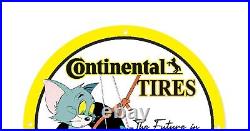 Vintage Continental Tires Service Garage Tom & Jerry Porcelain Enamel Sign