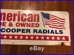 Vintage Cooper Tires American Made Double-Sided Metal Sign
