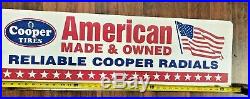 Vintage Cooper Tires American Made Double-Sided Metal Sign 38 RARE