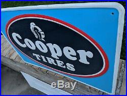 Vintage Cooper Tires Gas Station Oil Dealer Advertising Embossed Metal Sign