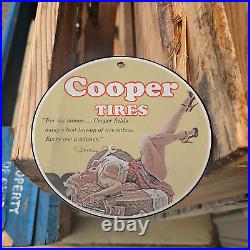 Vintage Cooper Tires Porcelain Gas Oil 4.5 Sign