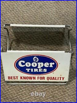 Vintage Cooper Tires Store Display 2 Sided Metal Sign Tire Display Collapsible