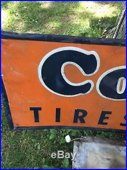 Vintage Cooper Tires Tubes Tin Sign Embossed 5' Early Cooper Tires Sign