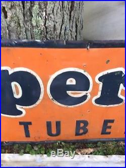 Vintage Cooper Tires Tubes Tin Sign Embossed 5' Early Cooper Tires Sign