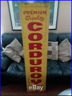 Vintage Corduroy Tires Embossed Metal Sign Wood Frame 59 x 14 Stout Sign Co