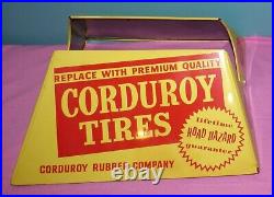 Vintage Corduroy Tires Metal Store Display Rack Stout Sign Co. Corduroy Rubber