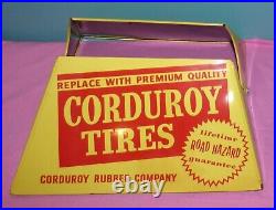 Vintage Corduroy Tires Metal Store Display Rack Stout Sign Co. Corduroy Rubber