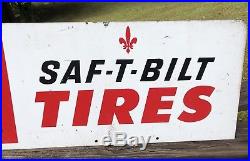 Vintage DEAN Double Sided Saf-T Bilt Tires Sign 48x12
