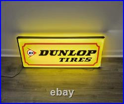 Vintage DUNLOP TIRES Doubleside Lighted Original Dealer 36 Gas Oil Sign