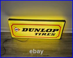 Vintage DUNLOP TIRES Doubleside Lighted Original Dealer 36 Gas Oil Sign