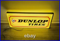 Vintage DUNLOP TIRES Doubleside Lighted Original Dealer 36 Gas Oil Sign