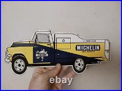 Vintage Dated 1955 Michelin Man Tires Porcelain Advertising Gas Oil Sign