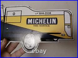 Vintage Dated 1955 Michelin Man Tires Porcelain Advertising Gas Oil Sign