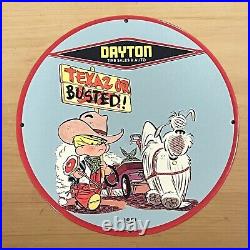 Vintage Dayton Porcelain Sign Auto Dealer Car Tires Service Station Pump Plate